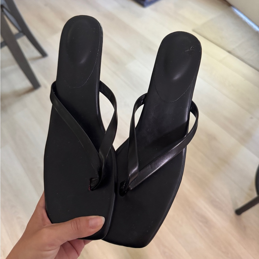 Black kitten heel sandals